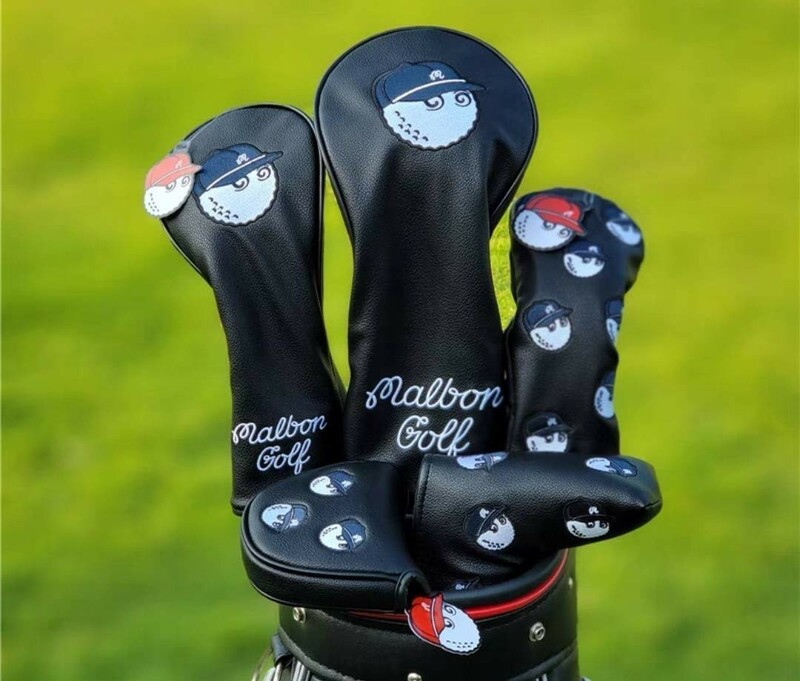 セール品値下げ【4点セットブラック】ゴルフヘッドカバーマルボンゴルフ malbon golf　ブラックは