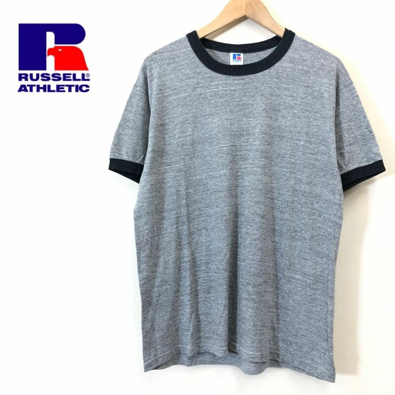 A2658-F-N◆ 80s~90s ◆ old ◆ RUSSELL ATHLETIC ラッセルアスレチック 半袖リンガーTシャツ カットソー USA製 ◆ L コットン 古着 春夏