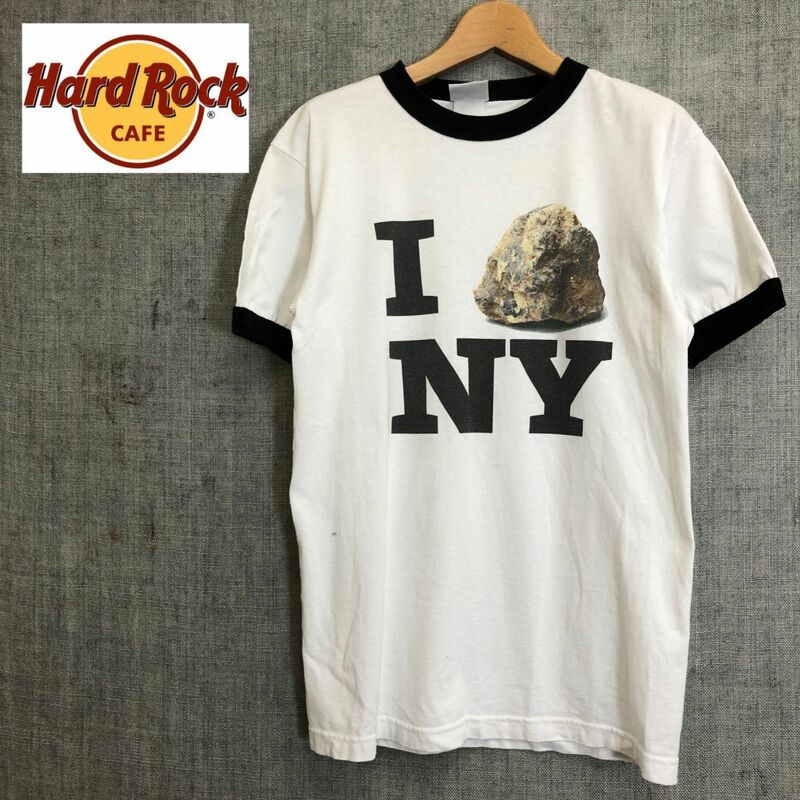 G1824-F-N◆ old ◆ HardRock CAFE ハードロックカフェ 半袖 リンガーTシャツ カットソー ロゴプリント ◆sizeS コットン100 ホワイト 古着