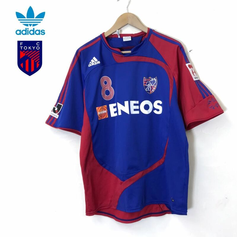 G1880-N◆00s◆ adidas FCTOKYO アディダス ゲームシャツ ユニフォーム トップス サッカー Jリーグ◆sizeM ブルー レッド ポリエステル