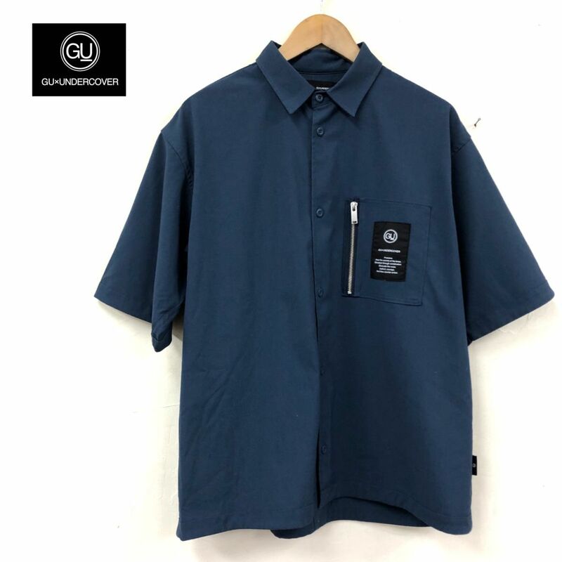 G1814-W-N◆GU×UNDERCOVER ジーユー×アンダーカバー 半袖シャツ オーバーサイズ ユニセックス◆size:M ネイビー系 ポリエステル 他