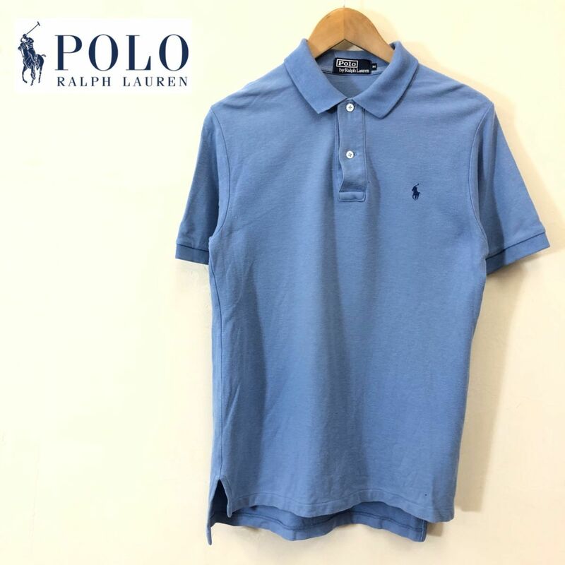 G1785-F◆ POLO RALPH LAUREN ポロラルフローレン 半袖ポロシャツ カットソー ◆ sizeM コットン100 ブルー 古着 メンズ 春夏