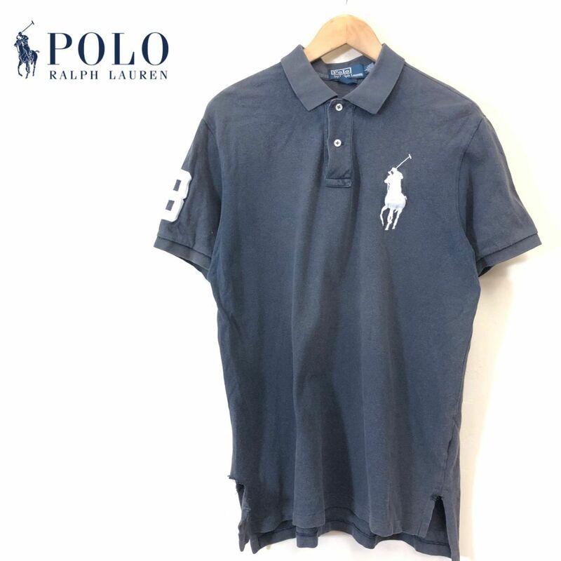 G1767-F-N◆ old ◆ POLO RALPH LAUREN ポロラルフローレン 半袖ポロシャツ トップス ◆ sizeL コットン100 ネイビー 古着 メンズ 春夏