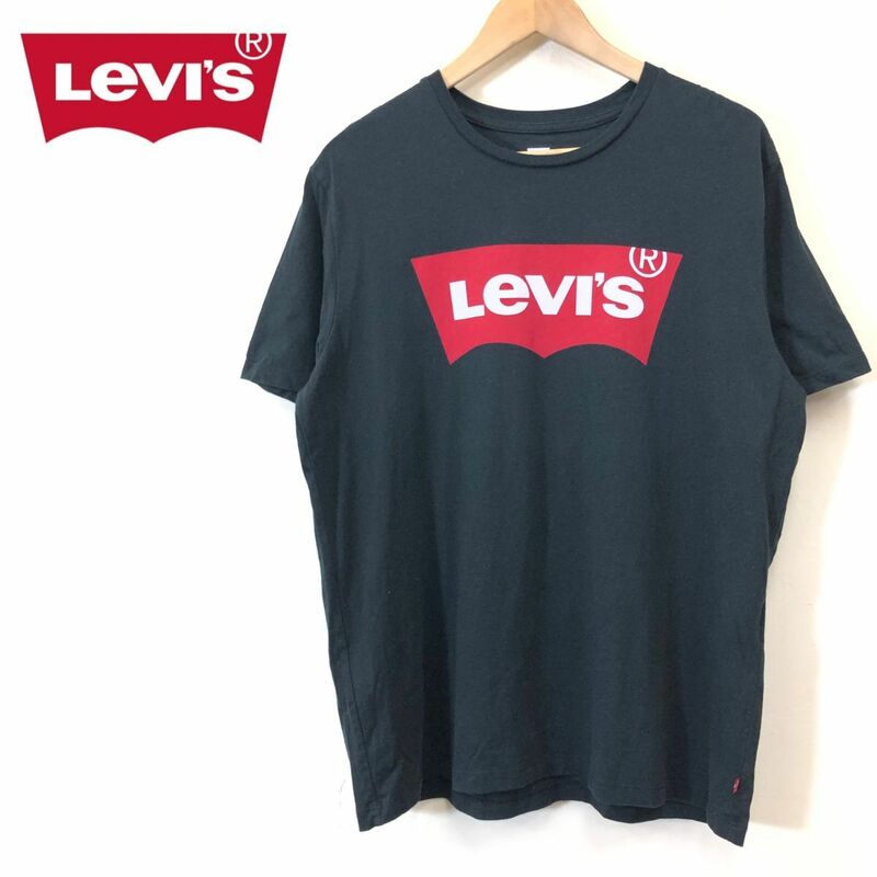 G1766-F-N◆ Levis リーバイス 半袖Tシャツ カットソー ロゴプリント トップス ◆ sizeL コットン100 ブラック 古着 メンズ 春夏