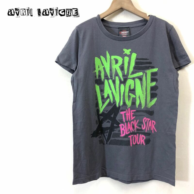 G1759-F-N◆old Avril Lavigne アヴリルラヴィーン 半袖Tシャツ カットソー ロゴプリント バンT◆ sizeS コットン100 ブラック メンズ