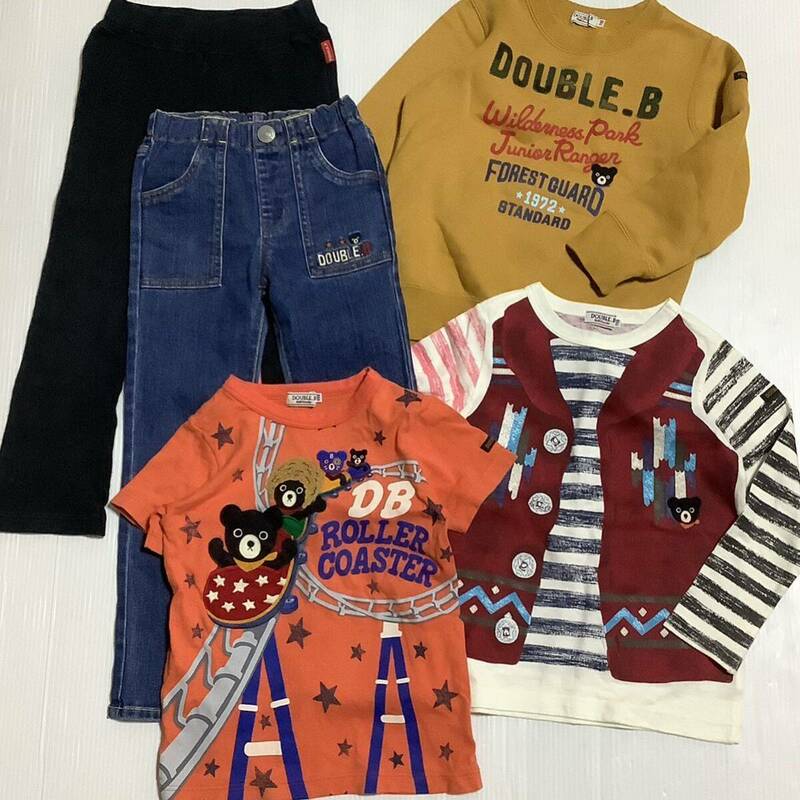 DOUBLE.B まとめ売り 5点セット 110サイズ ダブルビー ミキハウス 子供服 男の子 古着 半袖Tシャツ デニム パンツ トレーナー ロンT