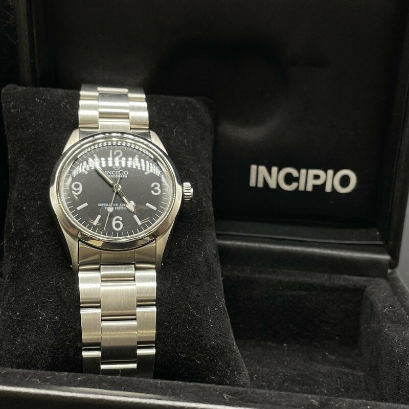 【80】 ☆ほぼ未使用美品 動作品 インキピオー 10周年記念モデル 自動巻き ブラック 自動巻き腕時計 メンズ腕時計 中古品 現状品