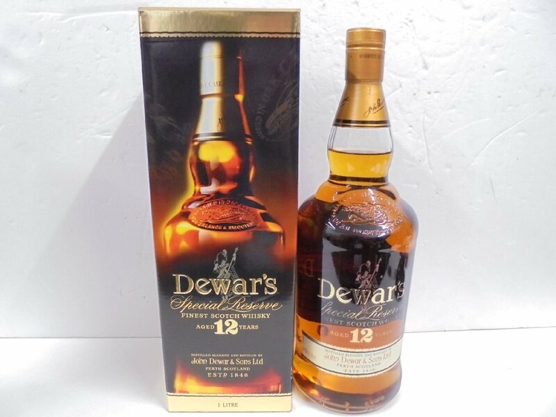 【80】1円～Dewar's デュワーズ 12年 スコッチウイスキー 43% 1000ml 箱付き 未開栓