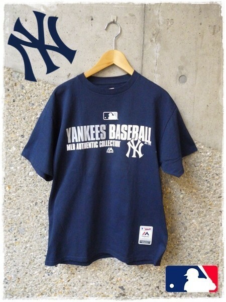 メンズ　MLB　半袖　Tシャツ　MLB　NY Yankees　ニューヨーク　ヤンキース　YankeesBASEBALL　Majestic　アメリカ　野球　メジャー　Ｌ