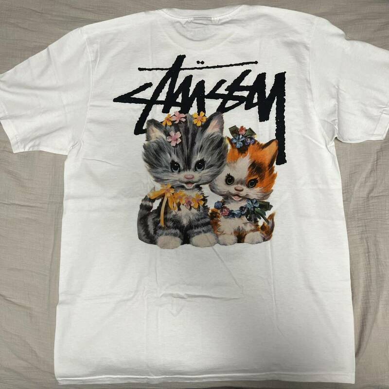 送料無料 白M stussy kittens Tee Tシャツ