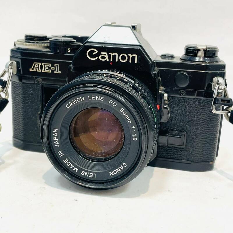 【B14538KM】Canon AE-1 キャノン 一眼レフ フィルム カメラ レンズ FD 50mm 1:1.8 黒 ブラック レトロ MADE IN JAPAN 日本製 動作未確認 