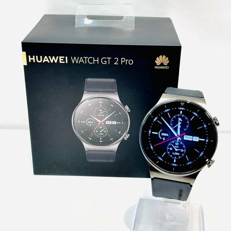 【B14720KM】現在稼働品 HUAWEI WATCH GT 2 Pro ファーウェイ スマートウォッチ VID-B19 黒 ナイトブラック 箱有 充電器付 腕時計 