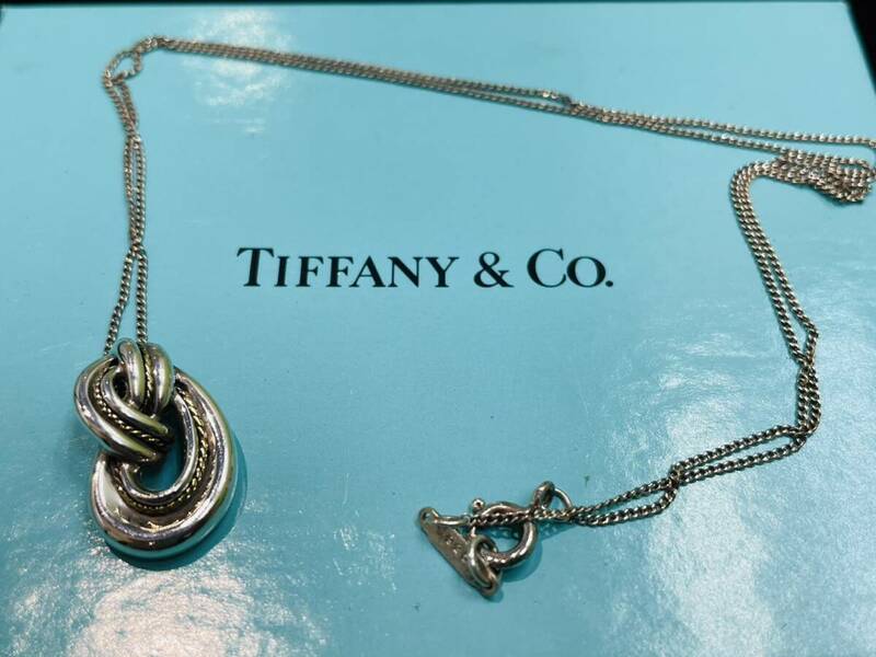 【F874TY】TIFFANY&Co ティファニー Tiffany シグネチャー コンビ ネックレス シルバー ゴールド SV925 750 ヴィンテージ 