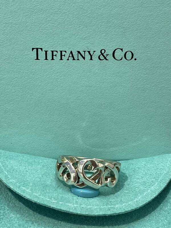 【F1097CK】極美品 Tiffany & Co. ティファニートリプル ラビング ハート リング 10号 アクセサリー ジュエリー 925 シルバー