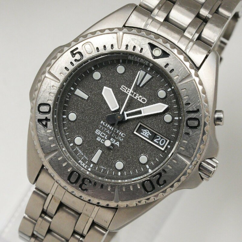 セイコー SEIKO 腕時計 スキューバ 200m キネティック AGS 5M63-0B40 オートクオーツ チタン メンズ 中古 ジャンク品 [質イコー]