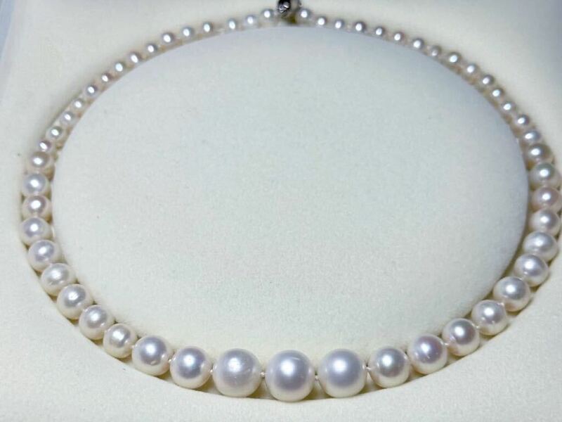 南洋パール6-13mm 本真珠ネックレス　43cm 天然パールネックレス