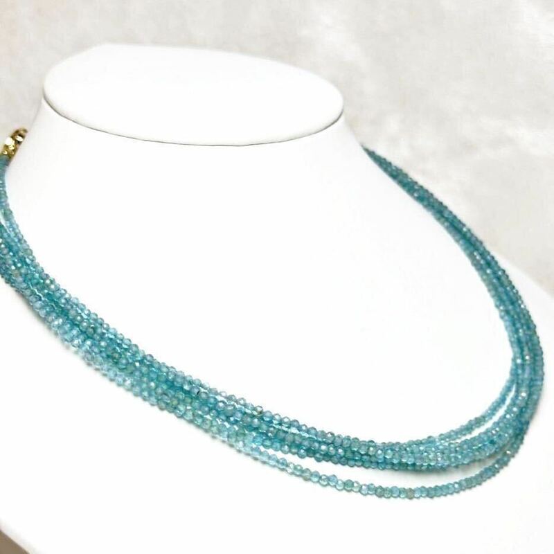 六連アクアマリンネックレス　150ct 天然石ネックレス38+5cm jewelry necklace 