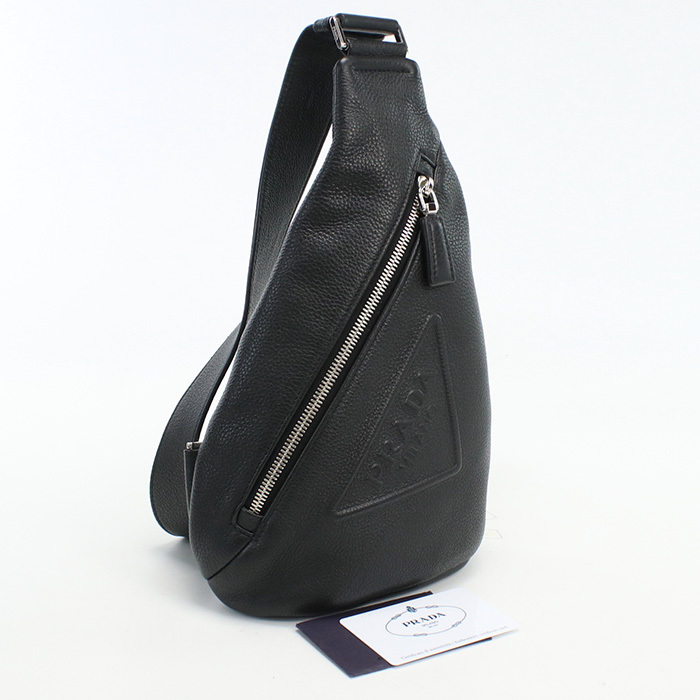 中古良品プラダPRADA クロス ヴィッテロダイノレザーバッグ ボディバッグ 2VZ098 2BBE F0002 ブラック ランク：A us-2 メンズ