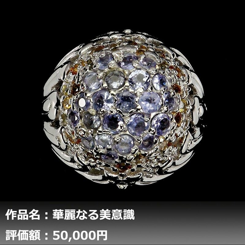 【送料無料】イケゾエガレ｜5.00ct 天然サファイア&タンザナイト K14WG仕上リング 14号｜作家モノ｜本物保証｜NGL鑑別対応