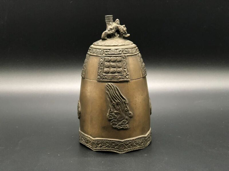 煎茶道具 時代物 古美術 李王家 銅製 古銅 茶入 内塗金 朝鮮 蓋物