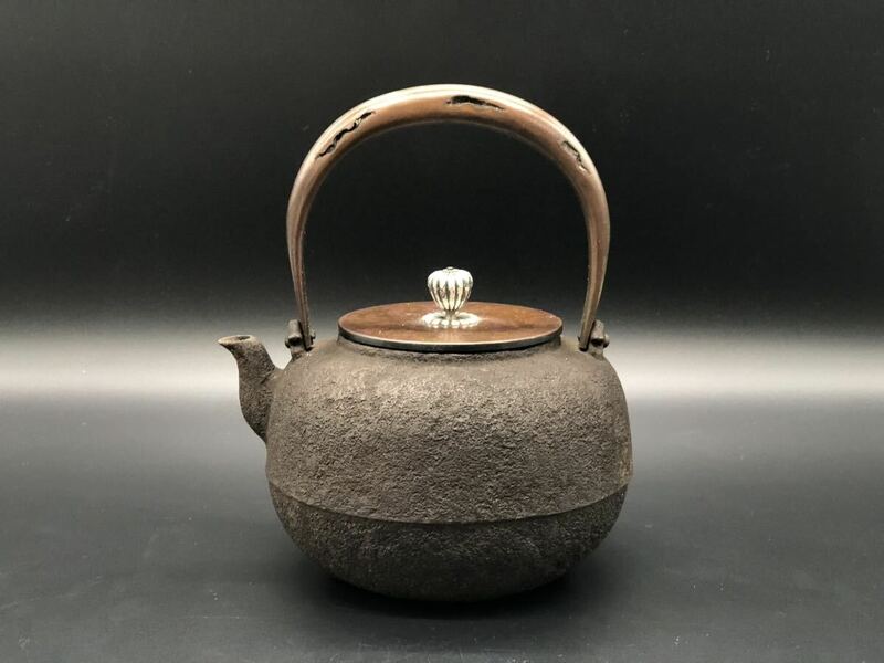 煎茶道具 時代物 鉄瓶 釜師 銀摘 斑紫銅蓋 金寿堂 系