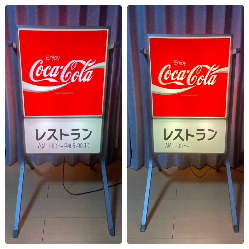 《値下即決早い者勝ち》Coca-Cola コカ・コーラ 電飾 スタンド 立 看板 自立 昭和 レトロ ヴィンテージ アンティーク 非売品 ディスプレイ