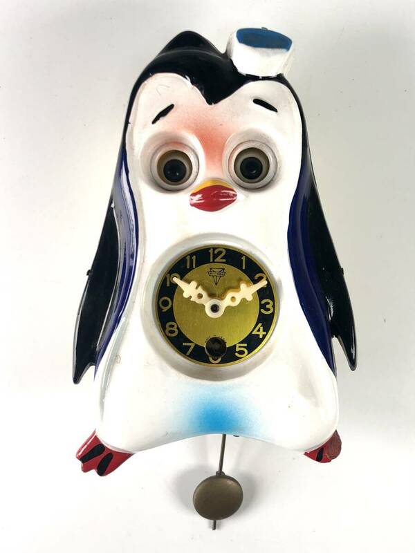 ミケン ファンシークロック「ペンギン」（MI-KEN/PENGUIN/BABY FANCY CLOCK/実動/箱入り/取説コピー/掛時計/柱時計/レトロ/JUNK）