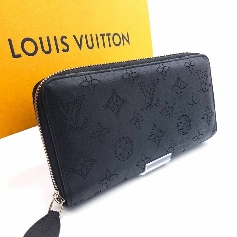 LOUIS VUITTON 箱付き極美品モノグラム マヒナジッピーウォレット ラウンドファスナー 長財布 ルイヴィトン ラウンドジップブラック 