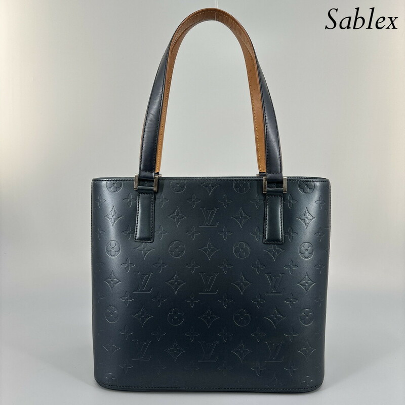 1円【超極美品】Louis Vuitton ルイヴィトン モノグラム ブルー マット ストックトン ハンド ショルダー バッグ M55115 定価約20万円