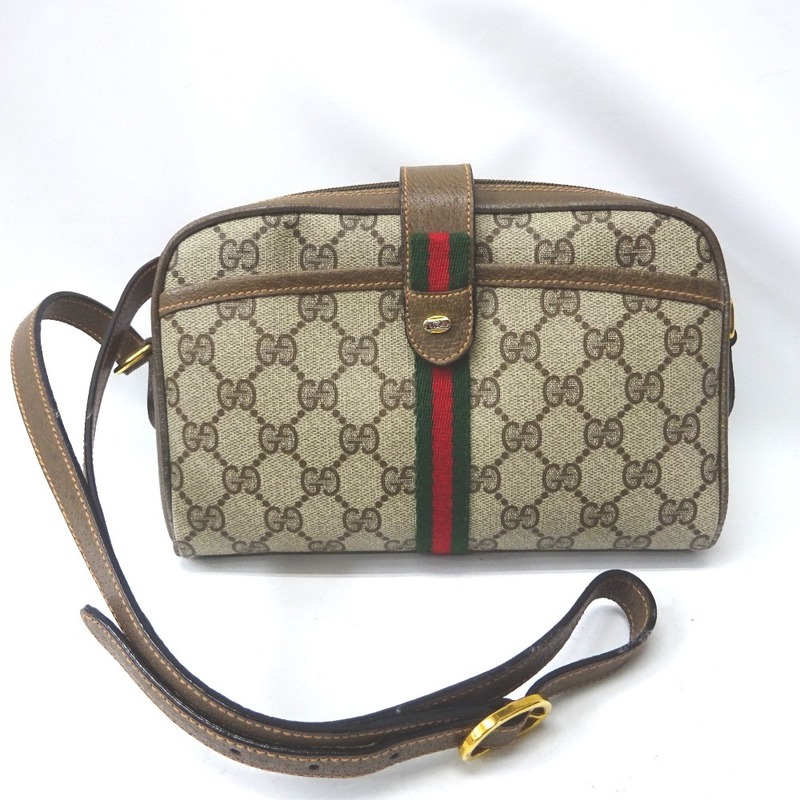 Ft604622 グッチ ショルダーバッグ オールドグッチ シェリーライン 89 02 055 ベージュ/ブラウン レディース GUCCI 中古