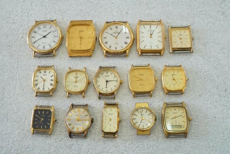 F957 CITIZEN/シチズン ゴールドカラー フェイス 文字盤 15点 腕時計 ブランド アクセサリー 大量 まとめて おまとめ クォーツ 不動品