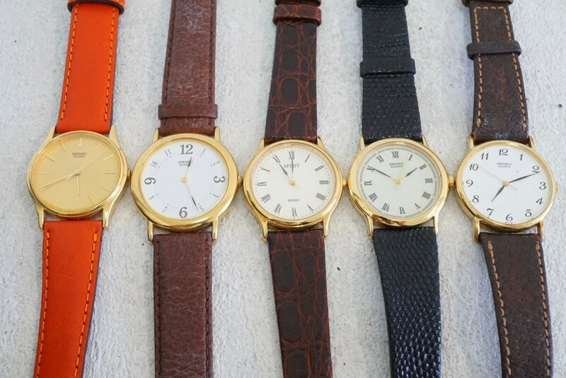 F1283 全てSEIKO/セイコー ゴールドカラー メンズ 腕時計 5点セット アクセサリー 大量 まとめて おまとめ まとめ売り 不動品