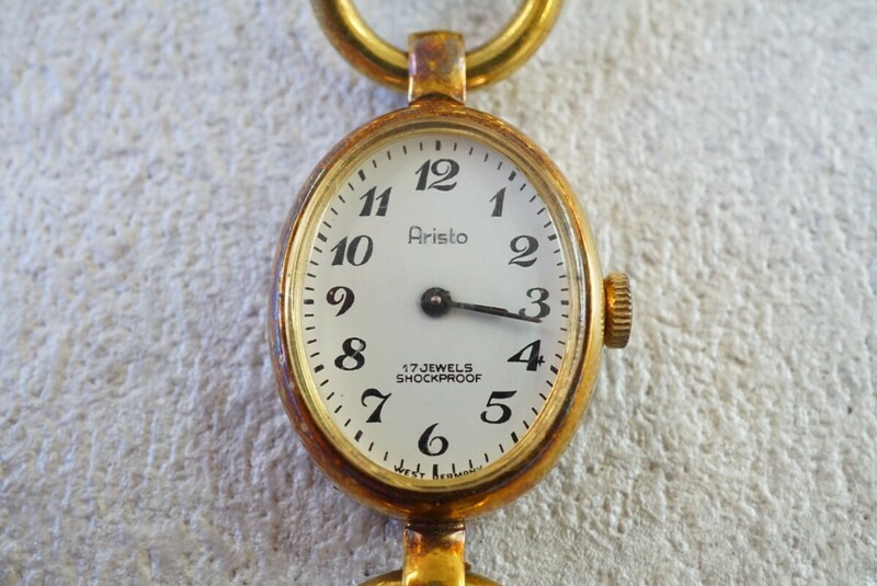 F367 Aristo/アリスト 西ドイツ W.GERMANY ゴールドカラー 手巻き レディース 腕時計 ブランド アクセサリー ヴィンテージ 不動 色剥げあり