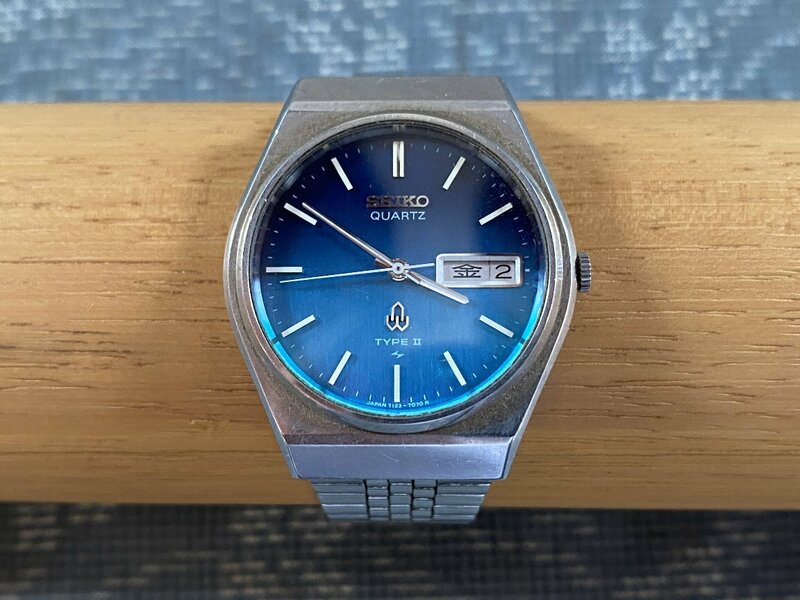 セイコー クォーツ タイプ 2 SEIKO TypeIIデイデイト SS ブルー文字盤 メンズ腕時計▼7123-7070 G ジャンク品　全国一律185円