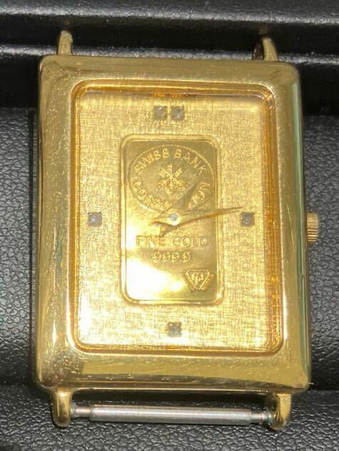 ジャンク 動作未確認 HILTON HQ-9508M 999.9 GOLD BAR 1g クォーツ 腕時計 スクエア 