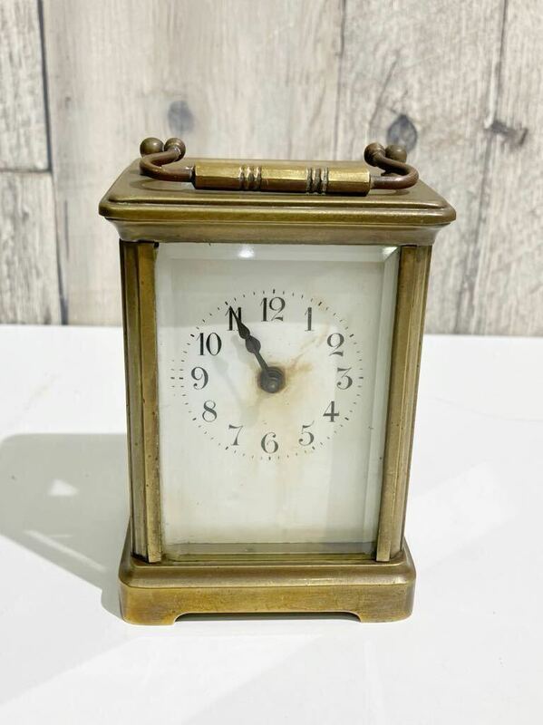 ジャンク アンティーク ゼンマイ式 置時計 フランス製 サイズ横幅8cm高さ12cm 