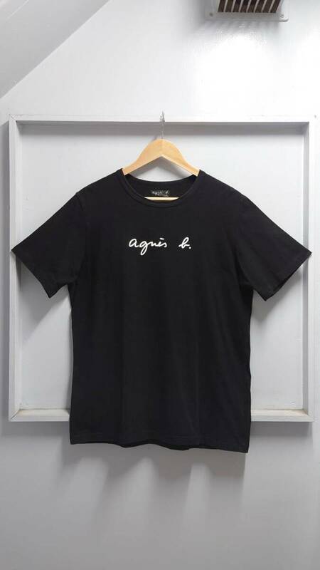 agnes b. homme ロゴプリント Tシャツ ブラック サイズ3 半袖 アニエスベーオム 日本製