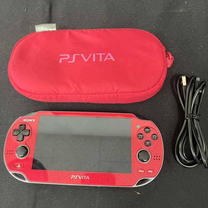 【動作確認済み】PlayStation Vita PSVITA PCH-1000 コズミックレッド 本体・ソフトケース 充電器（社外製）付 SONY ヴィータ 現状品