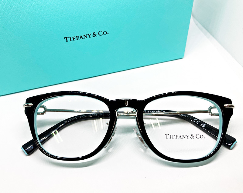 TIFFANY &Co. ティファニー 正規品 メガネフレーム TF2237D-8055 黒縁 ブラック ティファニーブルー ウェリントン 度付加工可 新品