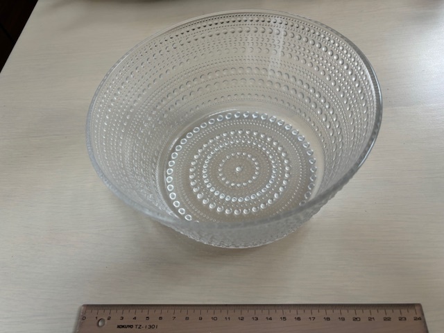 サラダボウル　ガラス製　ドット　丸　円　直径20ｃｍ　高さ10ｃｍ　1ｋｇ　洋食器　皿