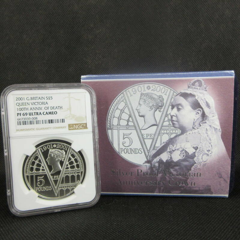 2001 イギリス 5ポンド 1オンス 銀貨 ヴィクトリア女王 没後100周年記念 NGC PF69 UC アンティーク モダン コイン 金貨 銅貨 資産 投資