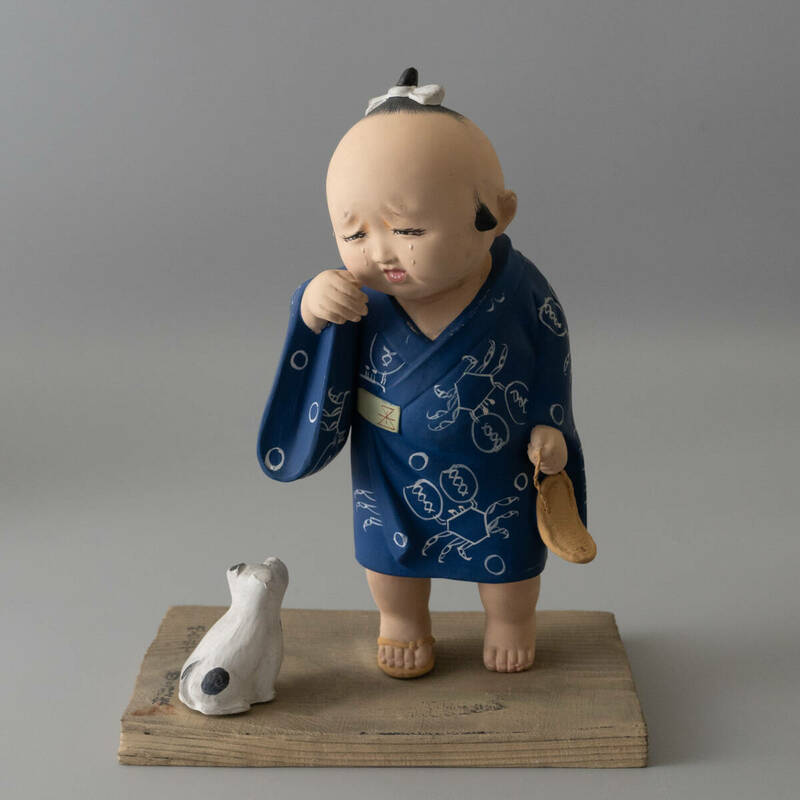 博多人形 国現代名工卓越技能保持者 西頭哲三郎 作「叱られて」 稀少 日本人形 郷土玩具 伝統工芸 子供 置物 オブジェ