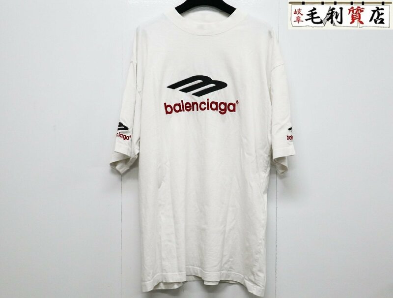 バレンシアガ BALENCIAGA 764235 TPVD7 3B SPORTS ICON ロゴデザイン Tシャツ サイズM ホワイト 【中古】 トップス