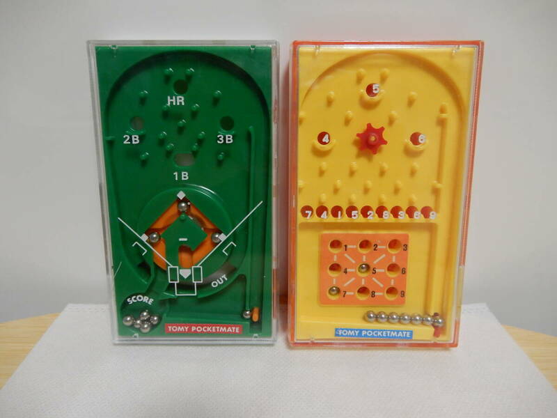 トミー ポケットメイト ※故障有り２種セット 1 野球ゲーム 5 アレンジボール 日本製 1975年 TOMY POCKETMATE MADE IN JAPAN