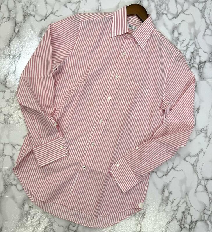 【中古】ロロピアーナ LoroPiana シャツ ストライプ カッターシャツ シャツ メンズ 長袖シャツ ピンク