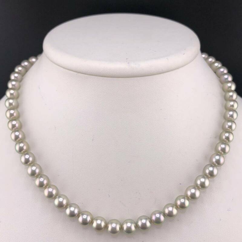 E05-6271 アコヤパールネックレス 7.0mm~7.5mm 40cm 33.5g ( アコヤ真珠 Pearl necklace SILVER )