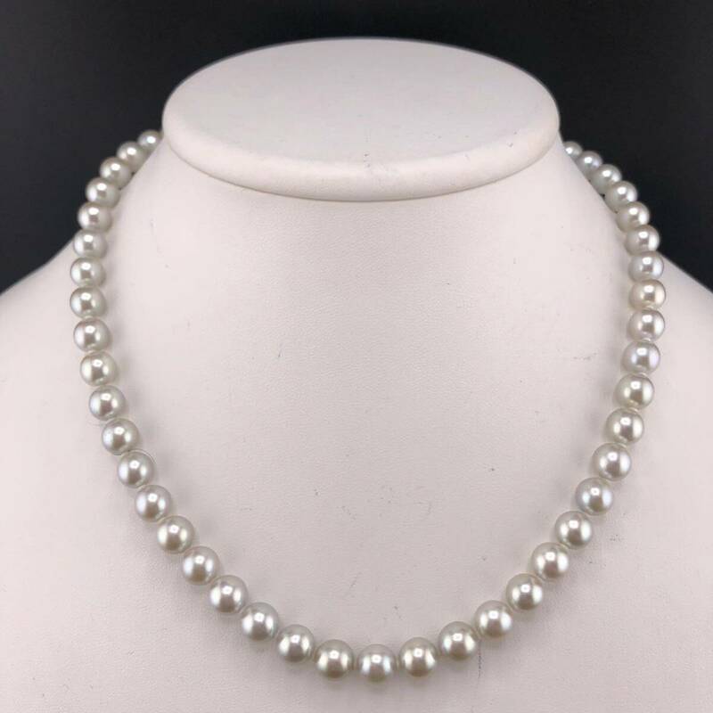 E05-5911 アコヤパールネックレス 7.5mm~8.0mm 43cm 37.6g ( アコヤ真珠 Pearl necklace SILVER )