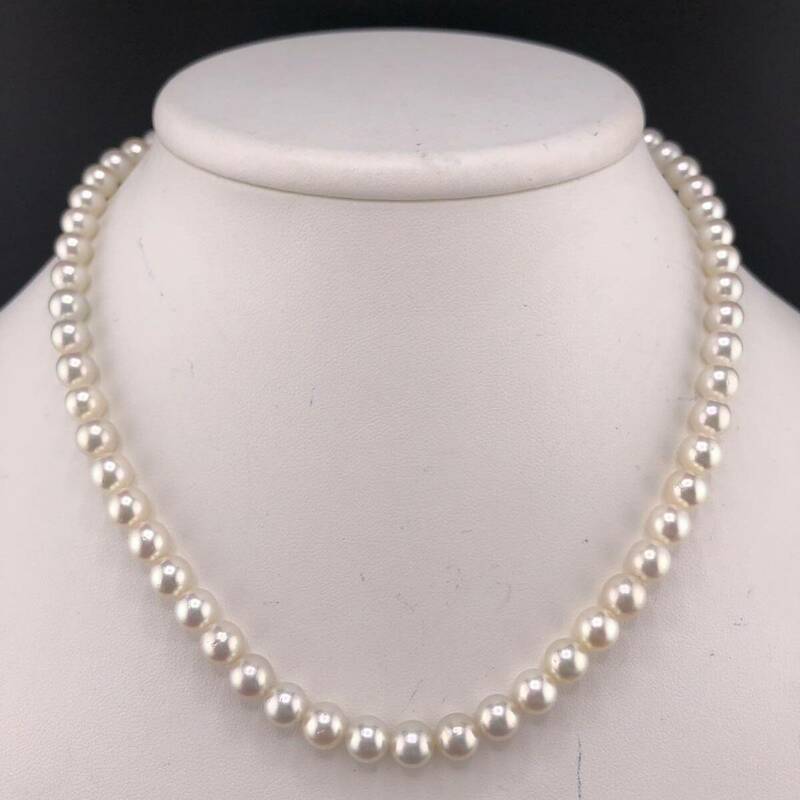 E05-6012 アコヤパールネックレス 6.5mm~7.0mm 40cm 29.3g ( アコヤ真珠 Pearl necklace SILVER )