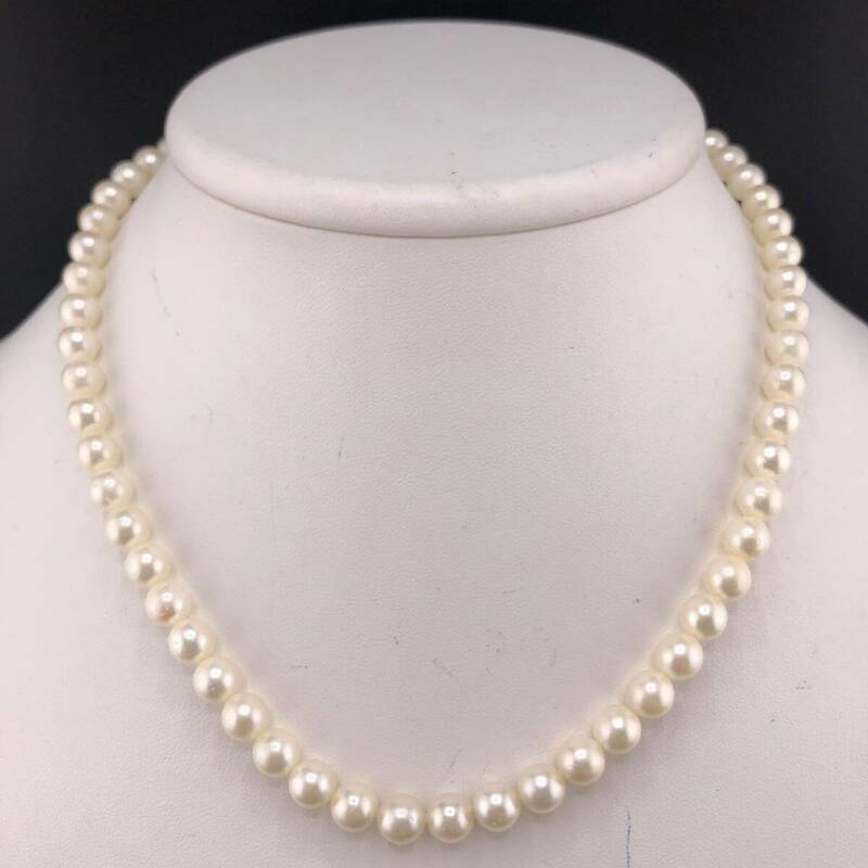 E05-6011 アコヤパールネックレス 6.5mm~7.0mm 40cm 29.5g ( アコヤ真珠 Pearl necklace SILVER )
