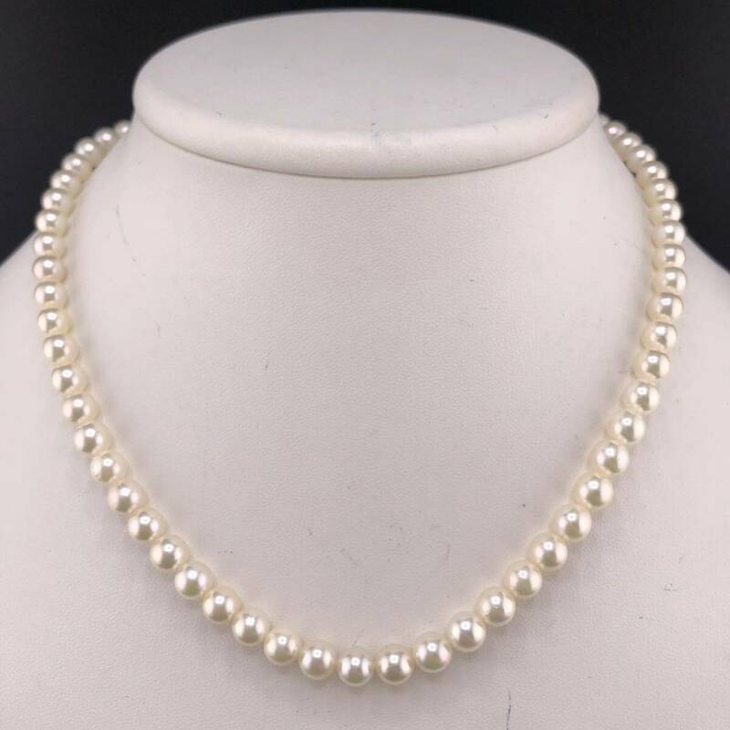 E05-6091 アコヤパールネックレス 6.0mm 40cm 25.2g ( アコヤ真珠 Pearl necklace SILVER )